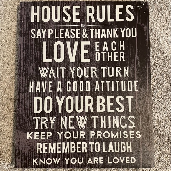 EUC “HOUSE RULES” Canvas Wall Hanging 16” X 20” - Picture 2 of 4